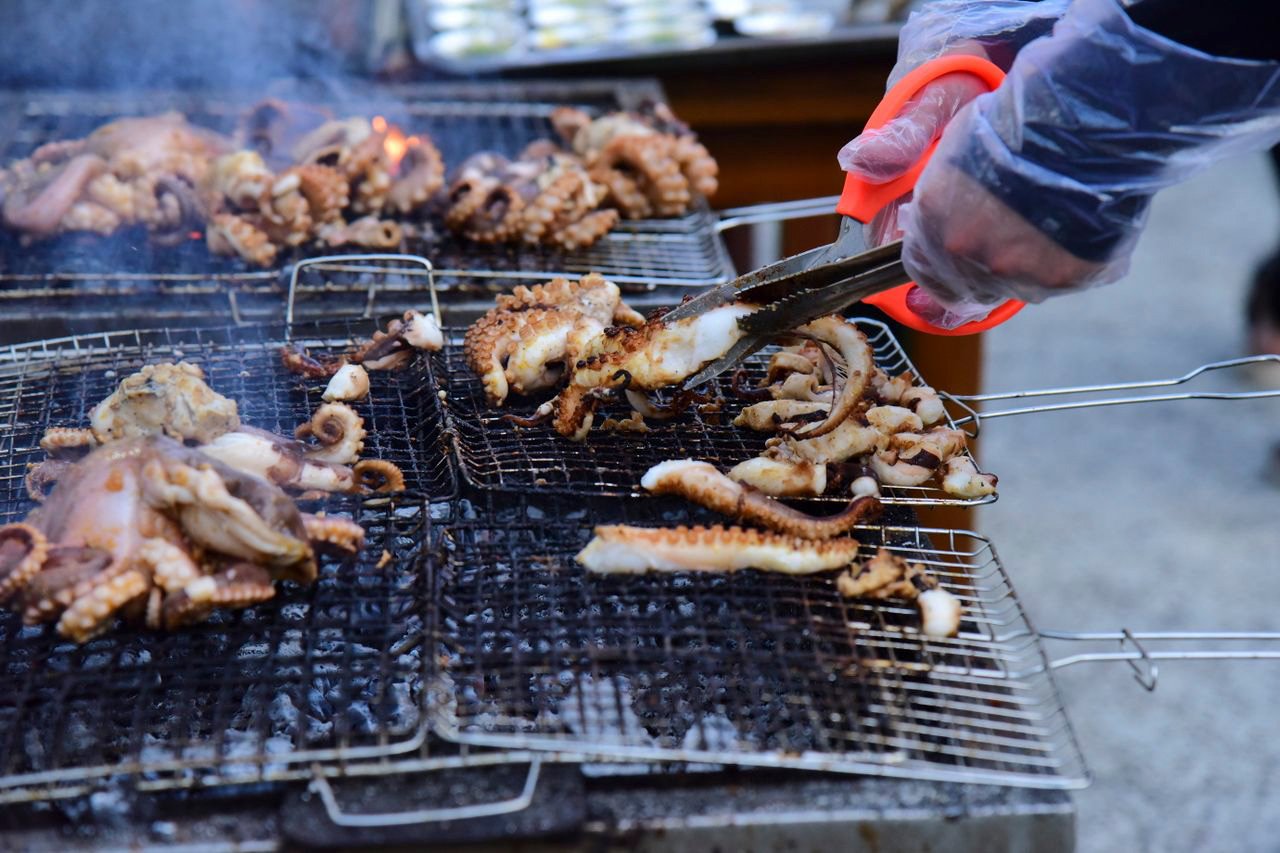 Grilled seafood on skewers Hua Hin